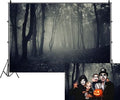 Vintage Dark Misty Forest Backdrop for Halloween Party Spooky Gothic Horror Theme Movies Foggy Woods Dirt Path Trees Background Photography Studio Photo Booth Props 10x8ft by CRTPODHomeDecor