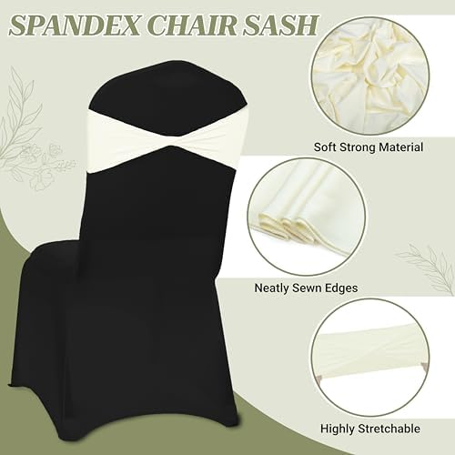 MDS Pack of 125 Spandex Chair Sashes Without Slider Buckles – Ivory - Image 3