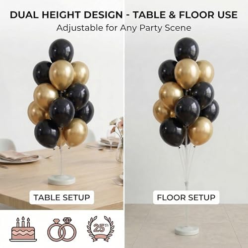 Black Gold Balloon Column Kit with Stand Base,Pole for Floor - Image 4