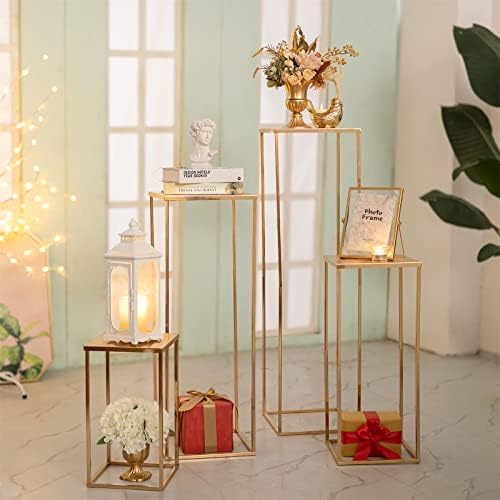 Sziqiqi Gold Geometric Column Flower Stand Wedding Centerpieces, 10Pcs - Image 4