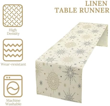 Sun Stars Table Runner Mystical Celestial Bursting Sun Rays Magic Space Galaxy Dinner Runner for Farmhouse Party Holiday Home Kitchen Dining Table Decoration 13"x90" - Image 4