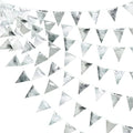 Silver Party Decorations Metallic Fabric Triangle Pennant Banner Silver Flag Bunting Garland for Graduation Birthday Wedding Bridal Shower Anniversary Engagement Bachelorette Party Decoration Supplies by pinkblume