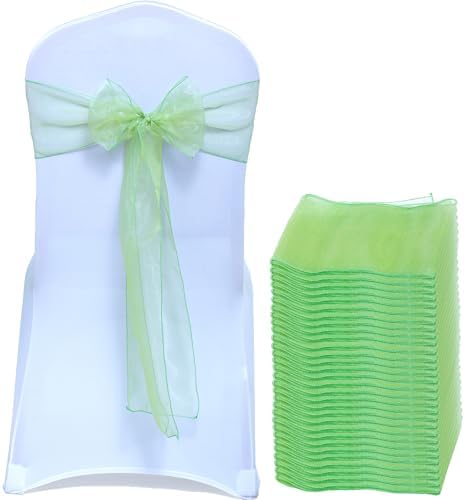 MDS Pack of 75 Organza Chair Sashes for Wedding & Event Décor – Apple Green by MDS