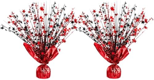 2 Pack Metallic Foil Spray Graduation Decorations Centerpiece Stars for Wedding, Birthday, Anniversary, Christmas Table Decor, Holiday Festival Baby Shower Mantle Party Red and Black by Unknown