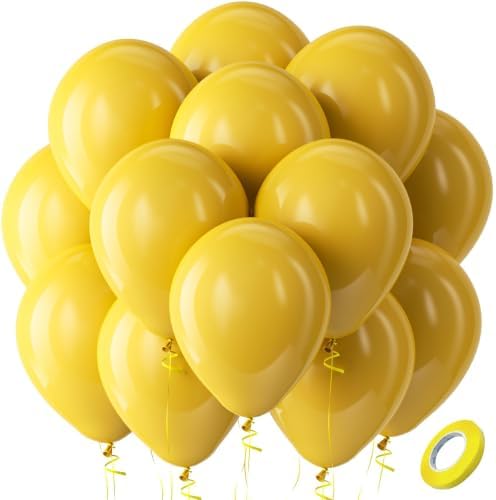 Bezente Mustard Yellow Latex Party Balloons 100 Pack 12 inch by Bezente