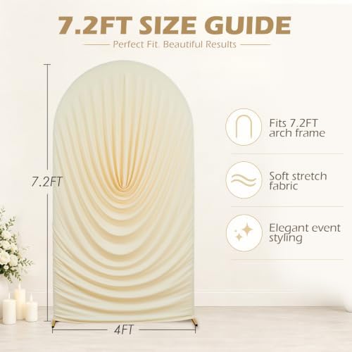 7.2FT Beige Draped Arch Cover, Ruched Ripple Arch Backdrop Cover for Wedding, Baby Shower, Birthday, Bridal Shower & Party Decorations - Image 5
