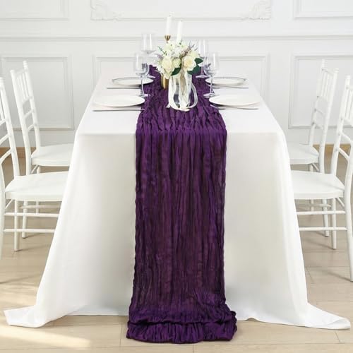 1 Pack Purple Cheesecloth Table Runner 120 Inch Boho Wedding Decor - Image 4