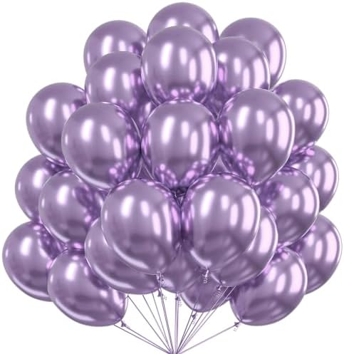 PartyWoo Metallic Purple Balloons 50pcs Chrome Purple Color 12 Inch by PartyWoo