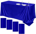 TURSTIN 4 Pack Royal Blue Satin Tablecloth 102 x 58'' Overlay Table Cover by TURSTIN