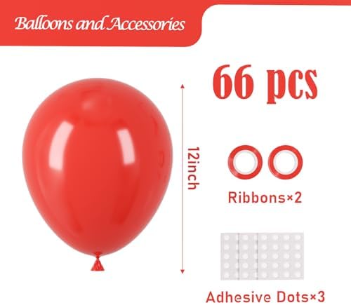 Voircoloria 66pcs Red Latex Party Balloons, 12inch - Image 2