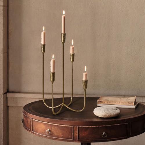 5-Candle Cast Iron Metal Candelabra Candlestick Holders 15 inch - Image 7