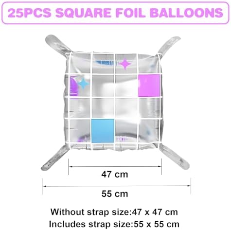 Disco Square Foil Balloon Wall,25Pcs Double Sided Foil Balloons - Image 2
