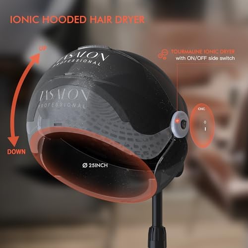 TASALON Ionic Portable Standing Hooded Hair Dryer, Black - Image 3