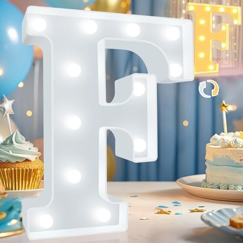 Pooqla LED Marquee Letter Lights, Warm White and Cool White Decorative Lighted Letters, Light Up Alphabet Letters for Boys Girls, Party, Wedding, Bar, Night Light, Birthday Decoration, Letter F by Pooqla