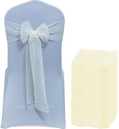 MDS Pack of 75 Organza Chair Sashes for Wedding & Event Décor – Ivory by MDS