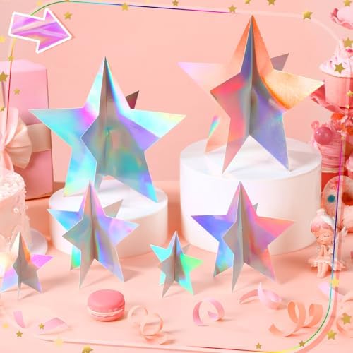 Sinload 45 Piece 3D Iridescent Star Centerpieces Glitter Theme Party Decor - Image 3