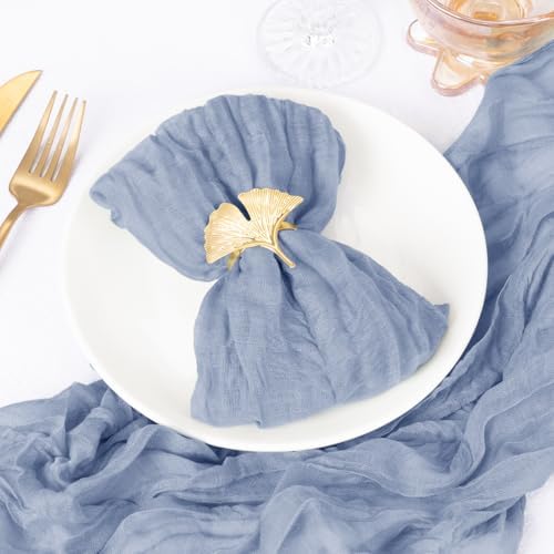 DeZerlor Dusty Blue Washable Cheesecloth Napkins Set of 12 for Wedding - Image 4