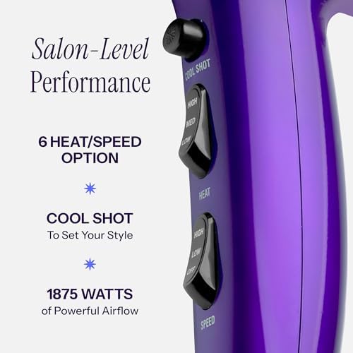 Hot Tools Pro Artist 1875 Watt Turbo Ceramic + Ionic Hair Dryer, Purple - Image 4
