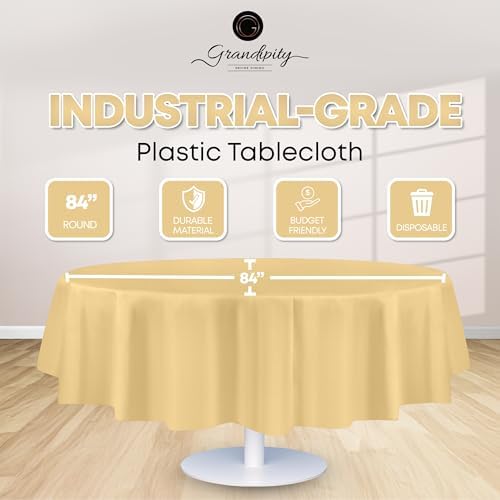 Grandipity Plastic Table Cloth Disposable 12 Pack 84" Round Ivory - Image 2