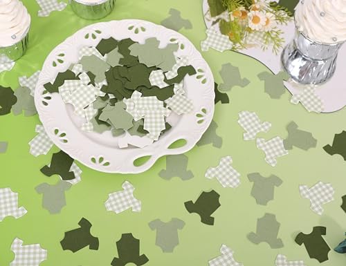 Saga Green Baby Shower Bodysuit Confetti,Green Gingham Baby Shower Confetti - Image 7