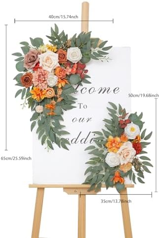 Faux Flowers Wedding Arch Flowers Kit(Pack of 2) for Wedding Decor Ceremony Reception Backdrop Thanksgiving Halloween Party Decoration (Orange) - Image 5