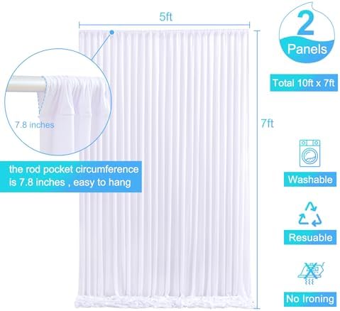 White Backdrop Curtain for Parties Wedding Wrinkle Free White Photo Curtains Backdrop Drapes Fabric Decoration for Baby Shower 5ft x 7ft,2 Panels - Image 6