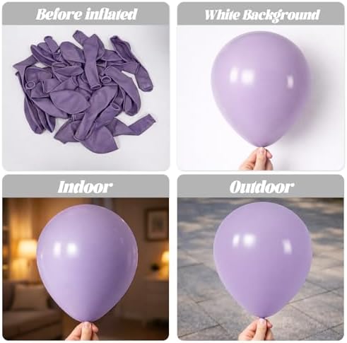 Voircoloria 130pcs Lilac Purple Balloons Garland Arch Kit, 18 12 10 5 Inch - Image 3
