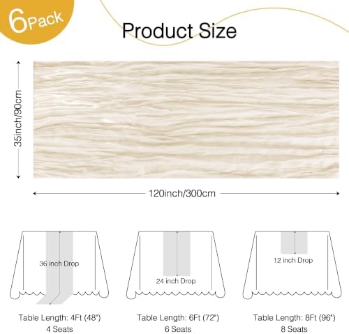Beige Cheesecloth Table Runner 35x120in Boho Gauze Home Decor - Image 4