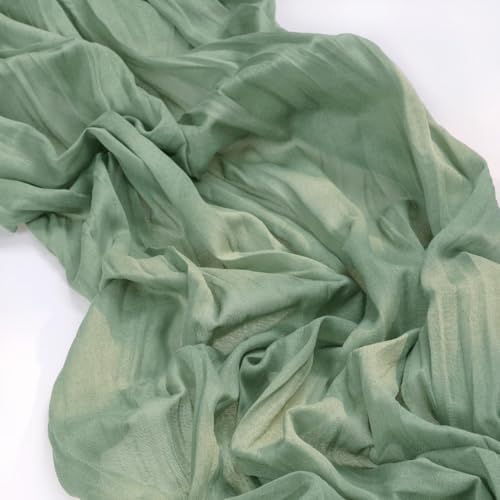 Sage Green Cheesecloth Table Runner Boho Fall Table Decorations 10ft - Image 5