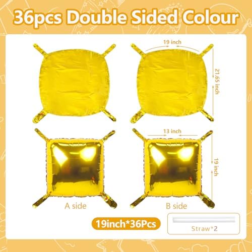 NISOCY 36PCS Metallic Gold Square Foil Balloons Wall Backdrop - Image 2
