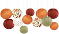 NICROLANDEE 12Pcs Burgundy Orange Maple Leaves Hanging Paper Lanterns by nicrolandee
