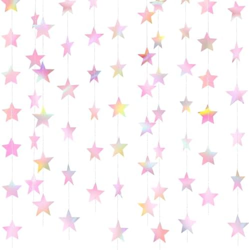 Patelai 130 ft Star Garland Banner Decor,Iridescent Pink by Patelai