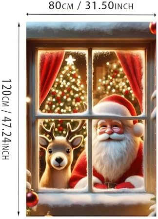 BlissYard Santa Claus Reindeer Christmas Window Banner 31x47 - Image 5