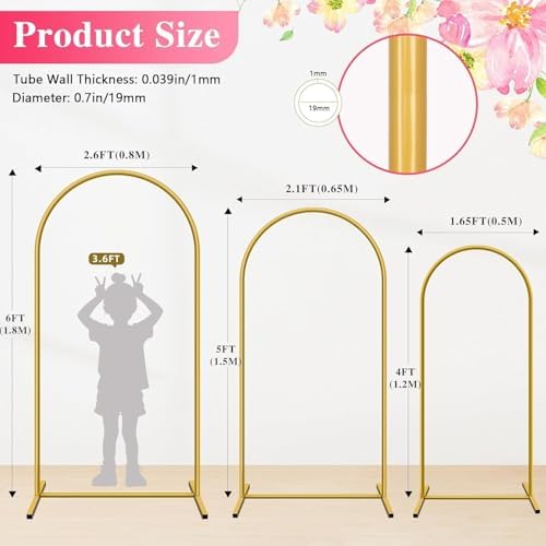 Metal Arch Backdrop Stand, Set of 3 (4/5/6ft) Wedding Arch Stand - Image 2