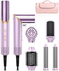 6-in-1 Hot Air Brush & Hair Dryer, 110,000 RPM High-Speed Ionic Blow Dryer Ionic Auto Curlers, Detachable Tools, 90° Rotating Handle for Fast Drying, Curling, Straightening & Volumizing All Hair Types by Yaskro