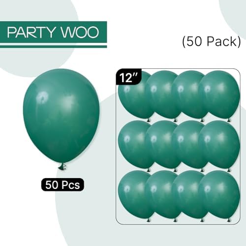 PartyWoo Dark Green Balloons 50pcs Emerald Hunter Forest Green Boho Neutral - Image 6