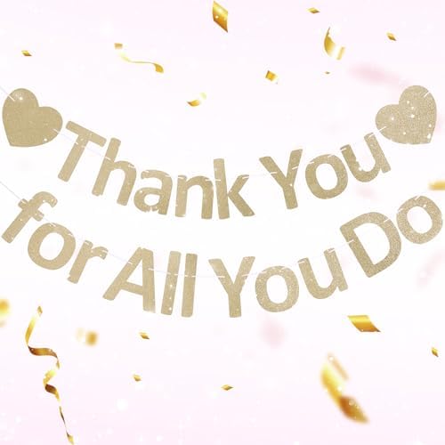 Thank You Banner Appreciation for Employee Appreciation Decorations Teacher Thanks Volunteer Events Office School Organization Thank You Parties (Champagne Gold) by Unknown