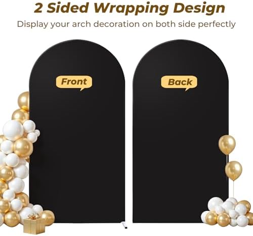 7.2 ft Arch Backdrop Cover Black - Double-Sided Spandex Arch Covers Stretchy Backdrop for Balloon Arches Birthday Party Baby Shower Banquet Wedding Photo Background - Image 3