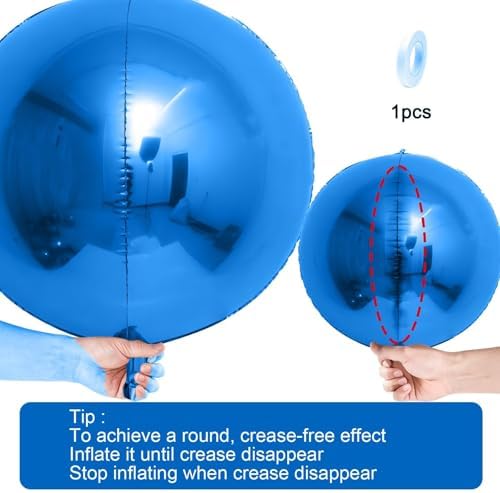 12PCS Dark Blue Round Foil Balloons 22" 15" 10" Metallic Blue Balloons - Image 6