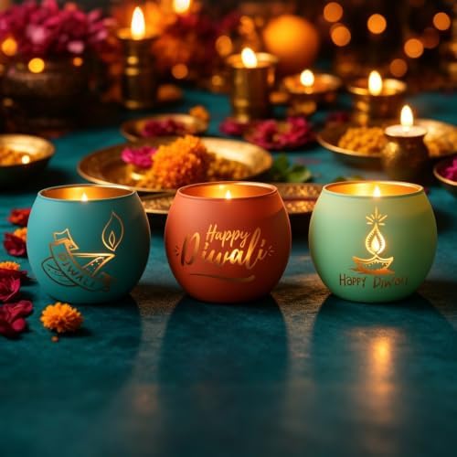 SHMILMH Happy Diwali Decorations for Home Candle Holder Diwali Gifts 6 PCS - Image 3