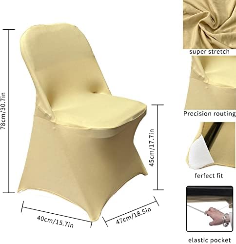 HAINARverS Folding Chair Covers for Wedding, 10pcs Champagne - Image 3