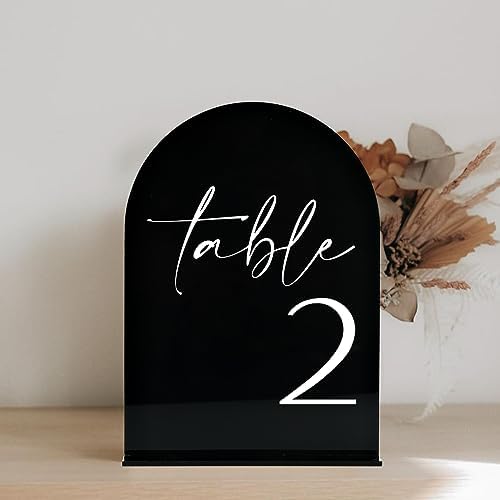 Black Arch Acrylic Table Numbers with Stands 1-15, 5x7" Black Arched Acrylic Sign and Base, Arch Table Numbers for Wedding Reception - Image 7