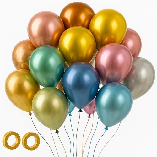 Voircoloria 105pcs Metallic Chrome Party Latex Balloons, 12inch by Voircoloria