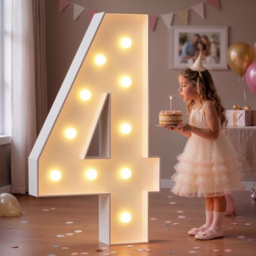 imprsv Large Marquee Numbers, 3FT Light Up Numbers 4 for Party Decor by Letsmakeitimpressive