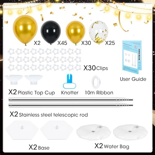 Balloon Column Stand with 102 Balloons, Balloon Column Kit Set of 2, Metal Balloon Tower Stand with Base for Floor, Height Adjustable from 1.57 to 7 Ft, For Party Decorations - Image 2
