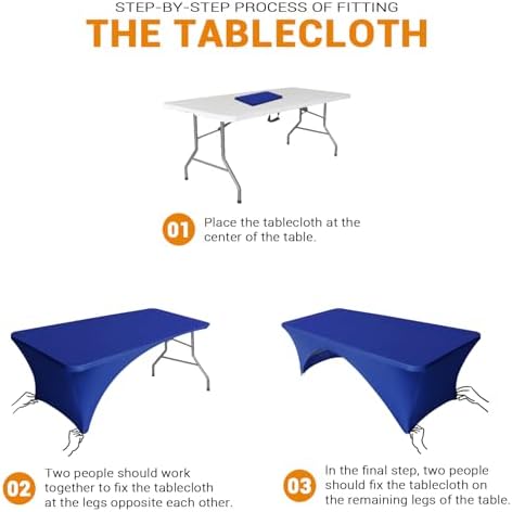 Eurmax USA 2-Pack Spandex Table Cover 6 ft. Fitted 30+ Colors Polyester Tablecloth Stretch Spandex Table Cover-Table Toppers,6 FT Table Cover Open Back (Navy Blue) - Image 5