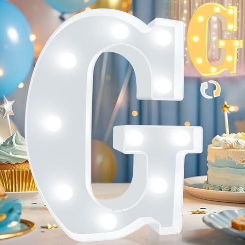 Pooqla LED Marquee Letter Lights, Warm White and Cool White Decorative Lighted Letters, Light Up Alphabet Letters for Boys Girls, Party, Wedding, Bar, Night Light, Birthday Decoration, Letter G by Pooqla