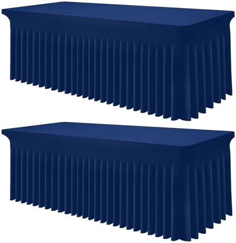 Smiry 2 Pack Spandex Elastic Fitted Table Cloth Skirt for 6FT Table by Smiry