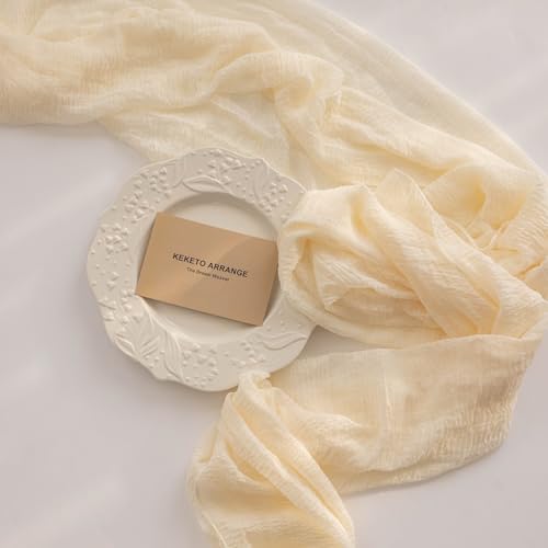 White Cheesecloth Table Runner Fall Boho Wedding Birthday Party Home Decor by KEKETOARRANGE