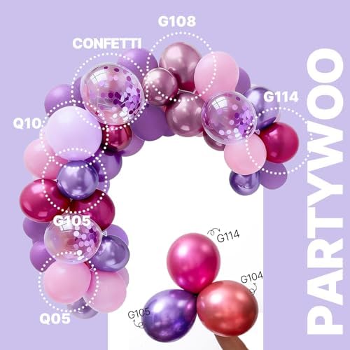 PartyWoo Pink and Purple Balloons 66pcs 12 Inch Pink Purple Balloons - Image 3